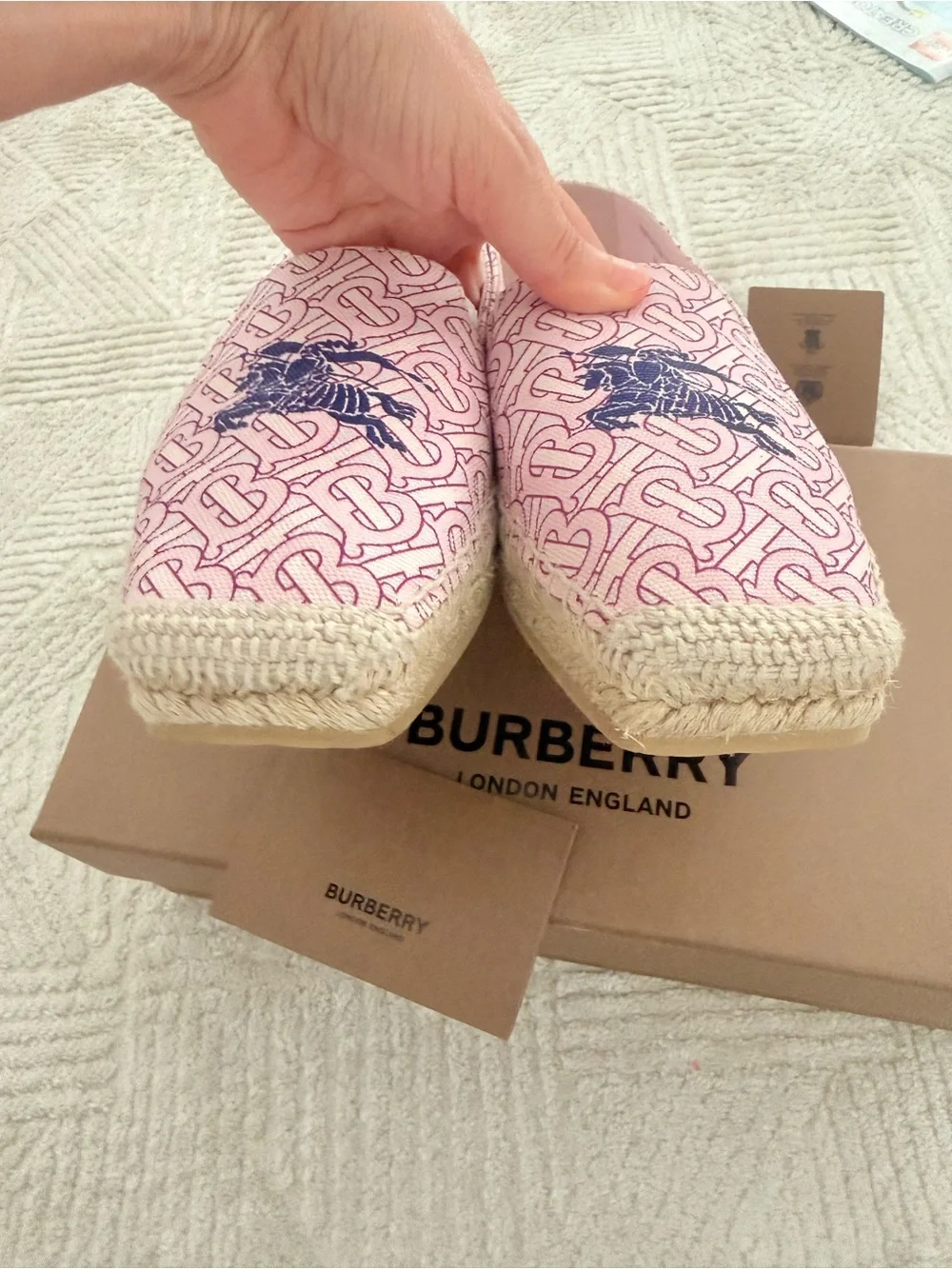 Burberry Pink Monogram Espadrilles w/ Box | Women’s Size 6.5